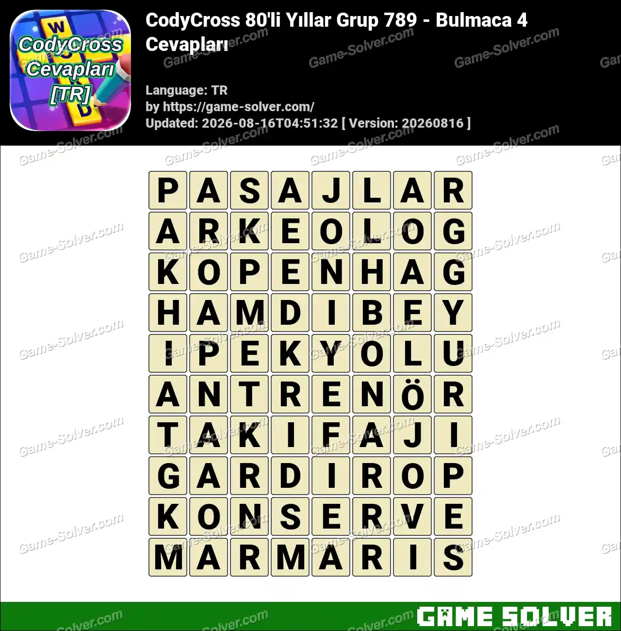CodyCross 80’li Yıllar Grup 789 – Bulmaca 4 Cevapları